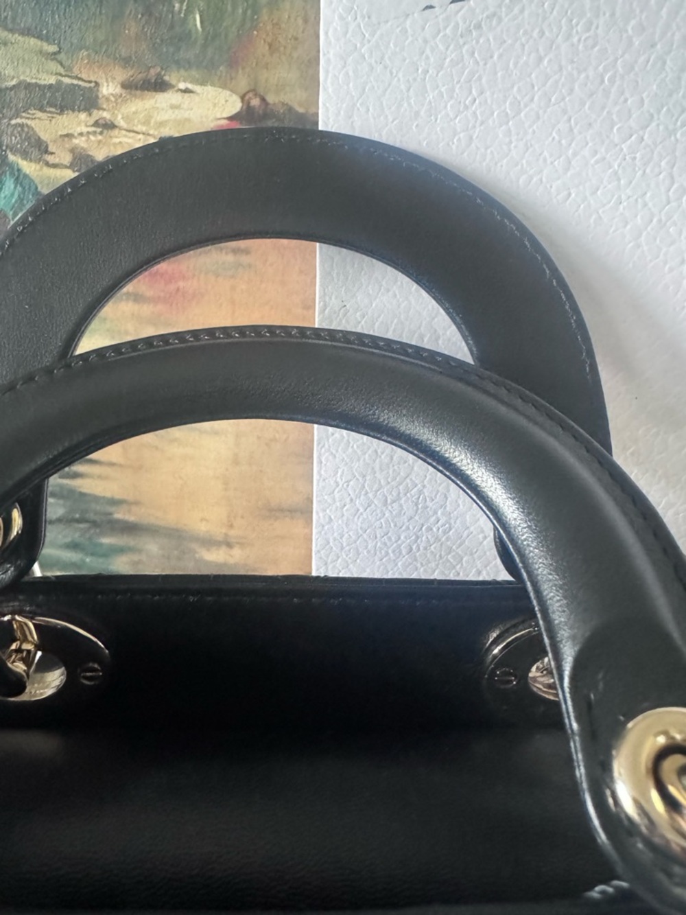 Dior Lady Dior Black Quilted Leather Mini Top-Handle Bag with Gold Hardware - Picture 4 of 11